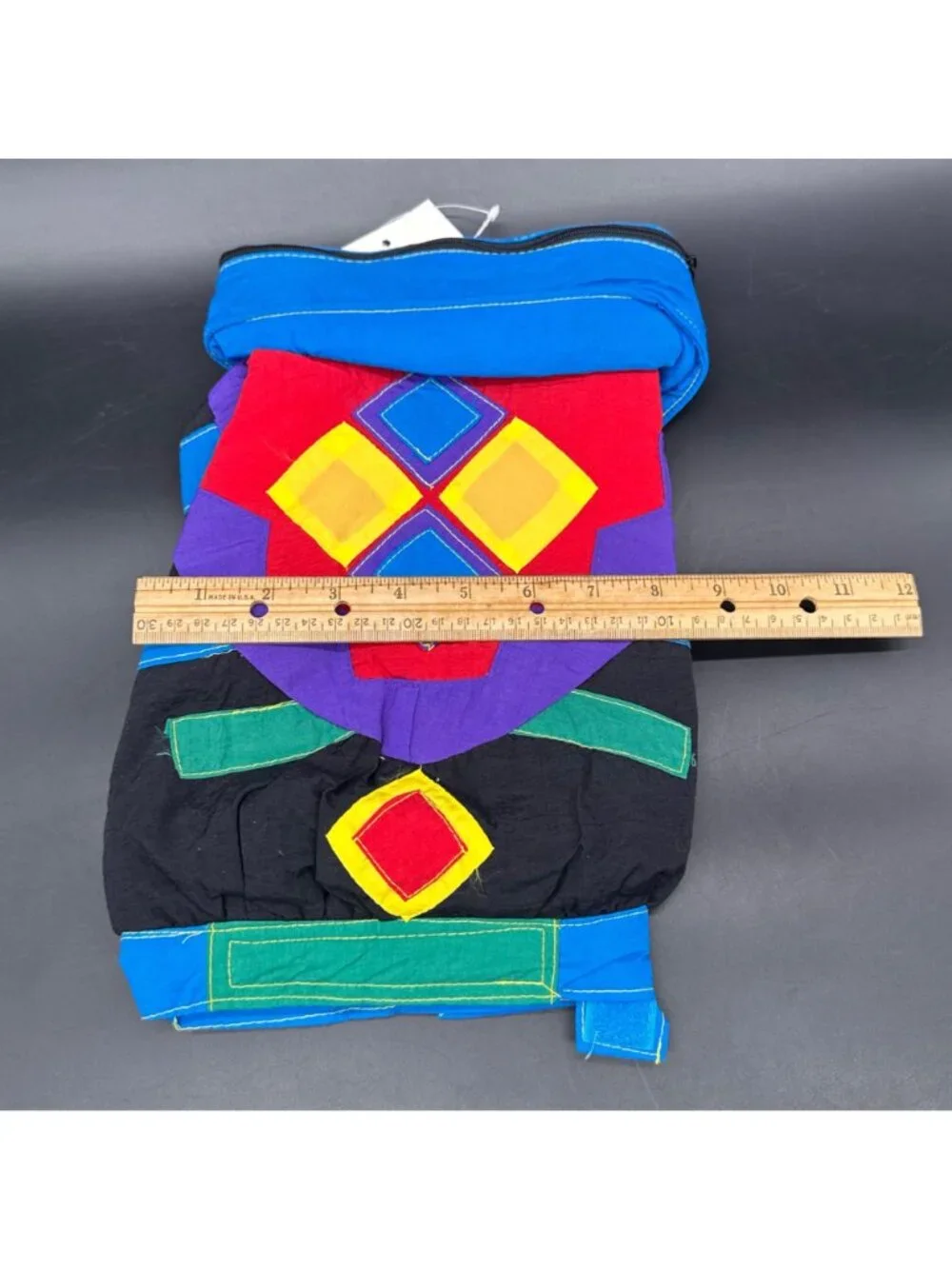 Dog Coat Ski Puffer Jacket Colorful Geometric Hood in Collar Snap Close Medium